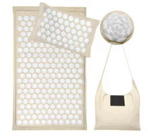 AcuNest™ Recovery Kit — Linen & Coconut Fiber Acupressure Mat Set