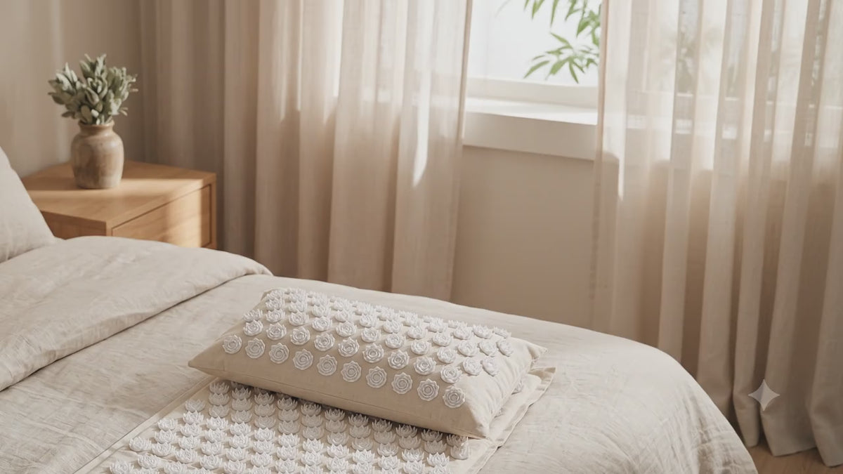 AcuNest™ Recovery Kit — Linen & Coconut Fiber Acupressure Mat Set
